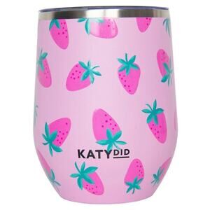 Pink Subtle Strawberry Insulated Stainless Steel Wine Tumbler